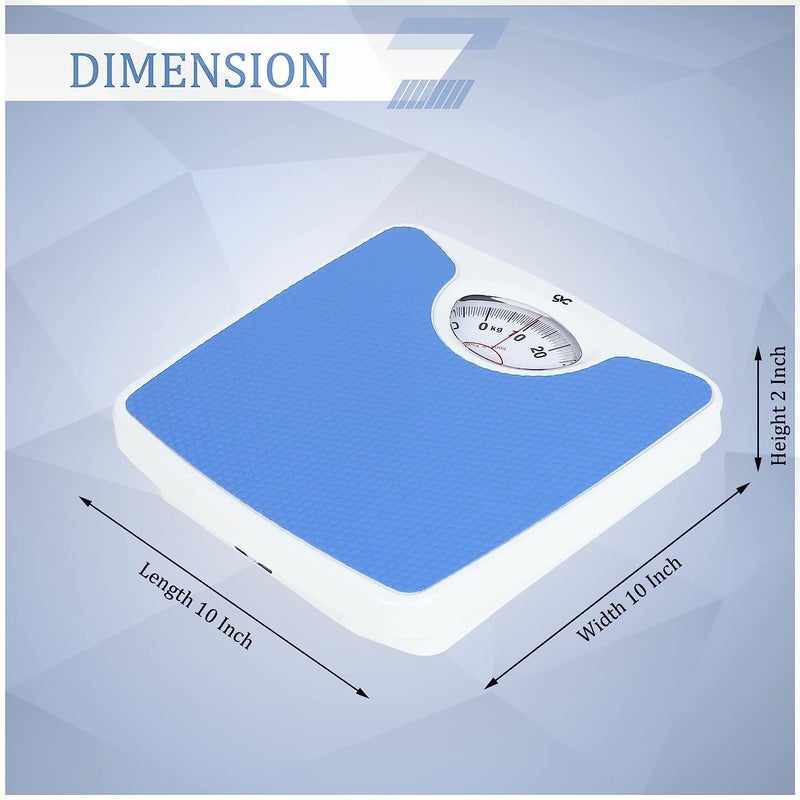 GVC Iron-Analog Weighing Scale - Personal Health Checkup Fitness Weight Machine, 130 Kilograms, Blue - Image 3