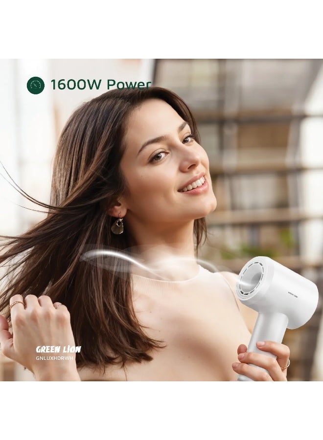 GREEN LION LUXAIR Hair Dryer with Digital Display 1600W Power / Hot, Cold Air Alternating Mode / 3 Heat Settings /Low Noise - White - Image 5