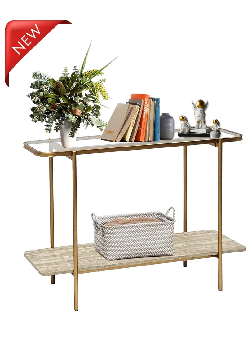 Living Console Table Entryway With Glass Top 120*40*80 CM - Image 1