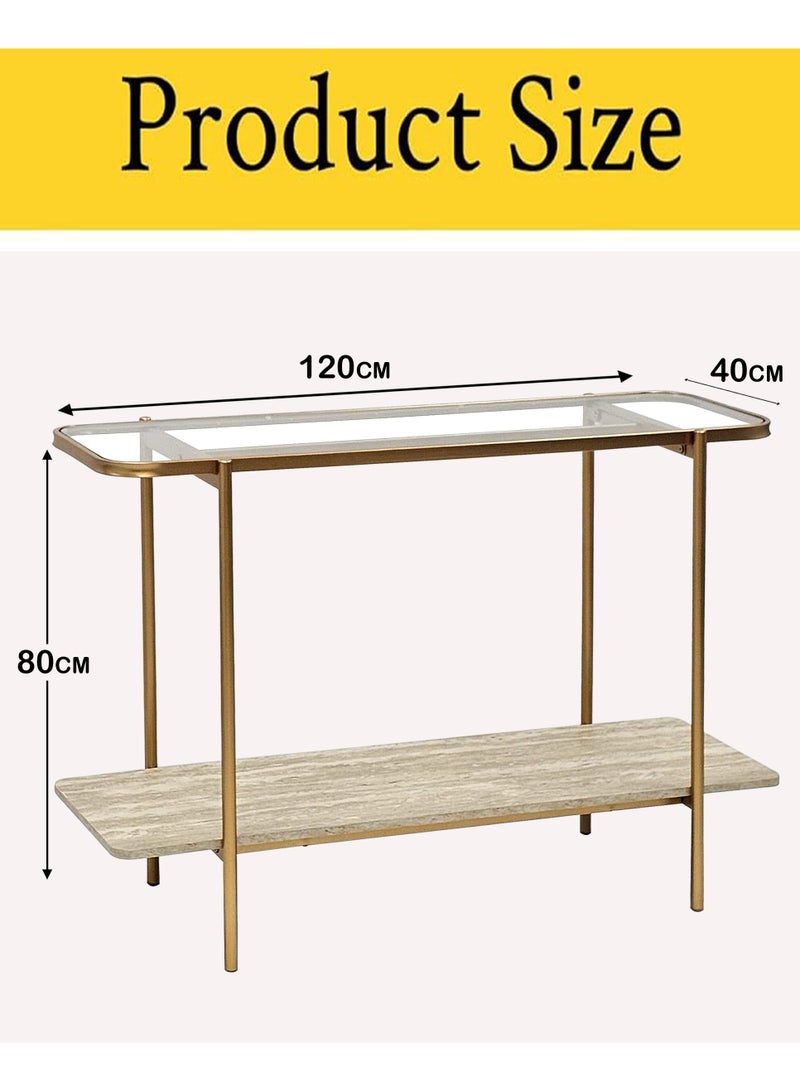 Living Console Table Entryway With Glass Top 120*40*80 CM - Image 2