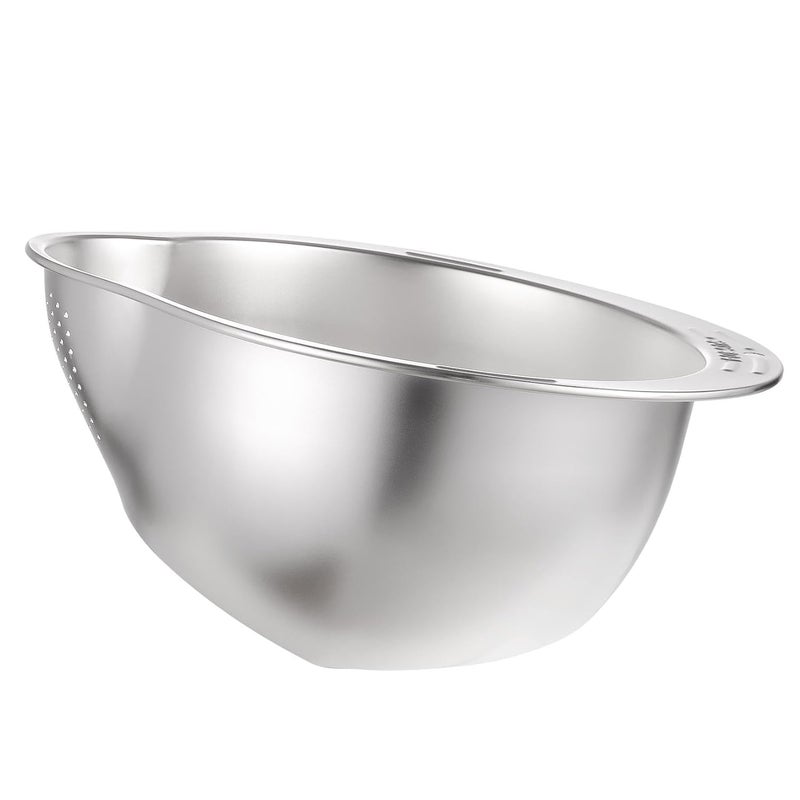DHAVJ Rice Washing Bowl with Strainer 4in1 Washer and Strainer Bowl for Quinoa Stainless Steel Side Drainers Colander for Cleaning Fruits Vegetables and Beans Silver - Image 3