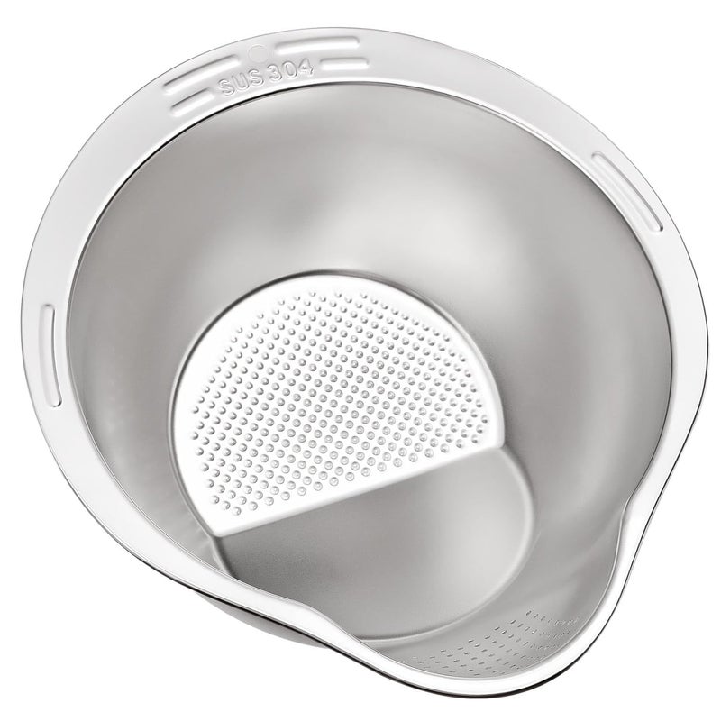 DHAVJ Rice Washing Bowl with Strainer 4in1 Washer and Strainer Bowl for Quinoa Stainless Steel Side Drainers Colander for Cleaning Fruits Vegetables and Beans Silver - Image 2