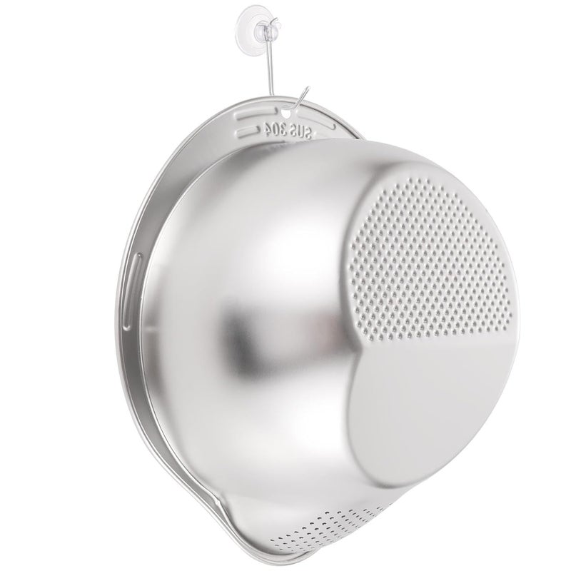 DHAVJ Rice Washing Bowl with Strainer 4in1 Washer and Strainer Bowl for Quinoa Stainless Steel Side Drainers Colander for Cleaning Fruits Vegetables and Beans Silver - Image 5