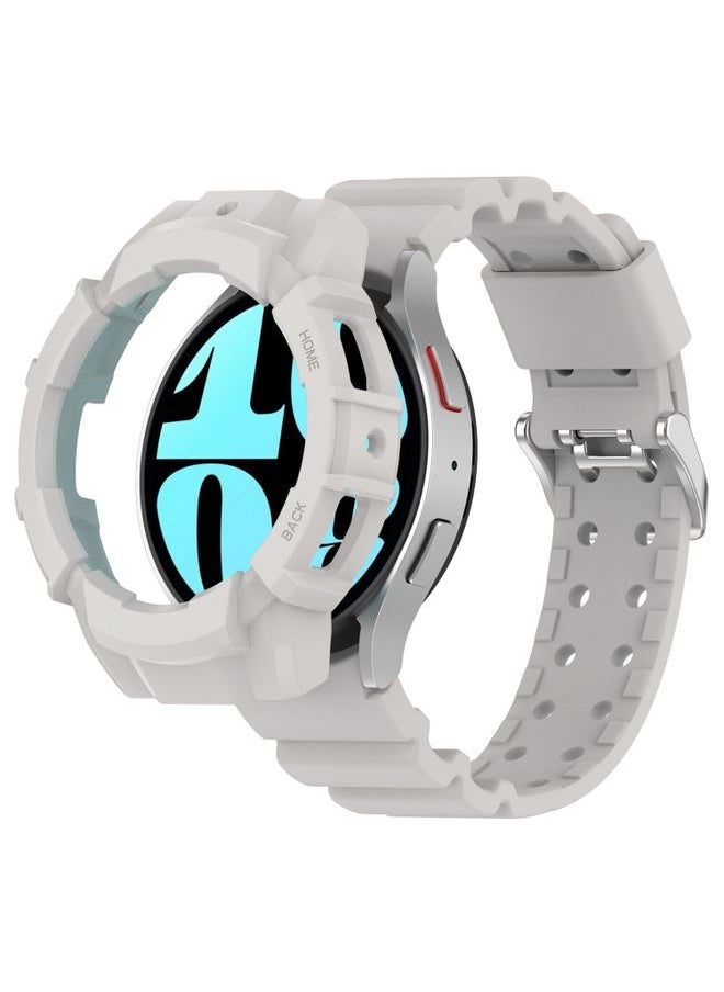 Replacement Strap For Samsung Galaxy Watch 6 40mm Armor Silicone Watch Band + Watch Case Set Light Grey
