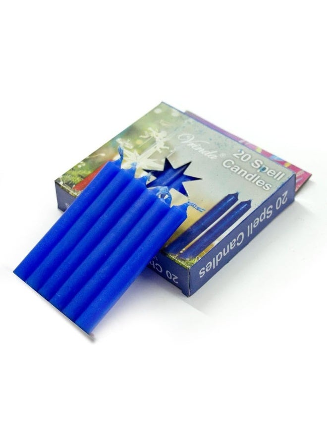 Vrinda 4" Mini Chime Ritual Spell Unscented Taper Candles - Blue, Set of 20 - Image 4