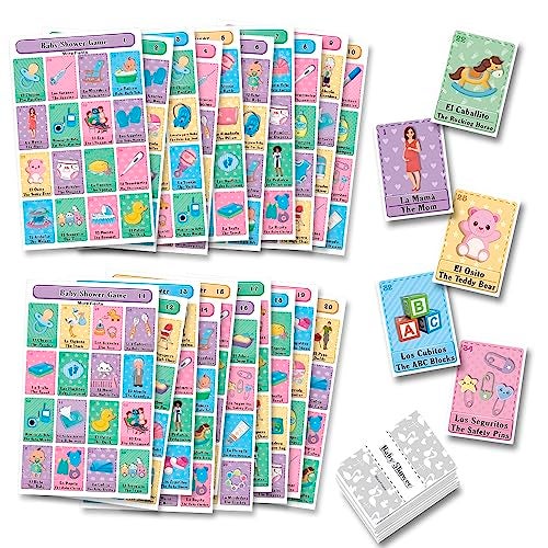 More Fiesta Baby Shower Loteria Fiesta Bilingual Mexican Bingo in English Spanish for up to 20 Players - Image 1