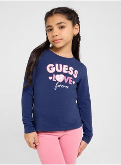 GUESS Kids Logo Detail Long Sleeve T-Shirt  - Image 1
