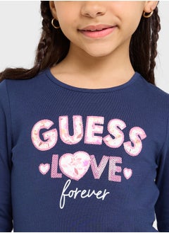 GUESS Kids Logo Detail Long Sleeve T-Shirt  - Image 3