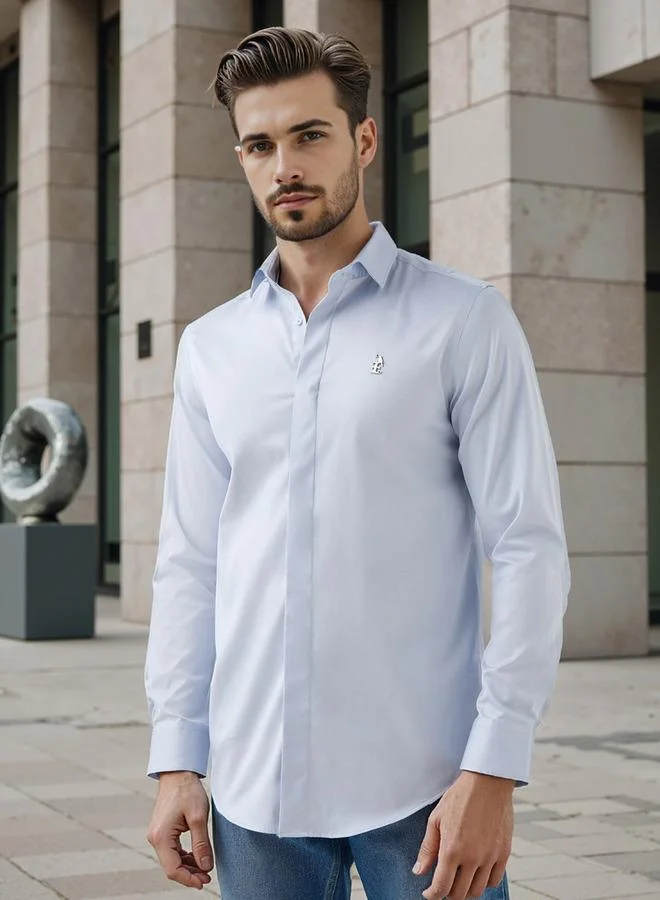 Emperor Regular Fit Logo Detail Shirt with Long Sleeves