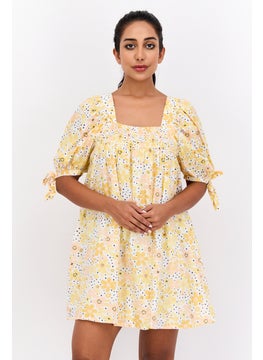 Women Floral Pattern Mini Dress, Yellow Combo - pzsku/Z3CD06A3133ACBF21F3CEZ/45/_/1737641919/823bc817-ffb0-4529-a8dd-f6b5fc99fee0