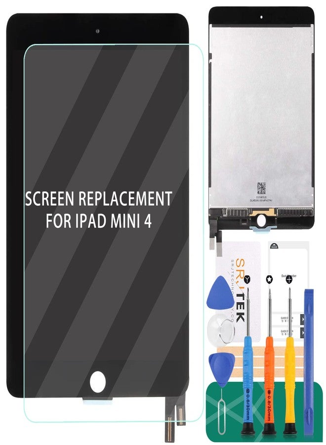SRJTEK for iPad Mini 4 2015 LCD Screen Replacement 7.9 Inch LCD Display A1538 Touch Digitizer Compatible with A1550 Assembly with Home Button Repair Parts Kits (Black) - Image 1