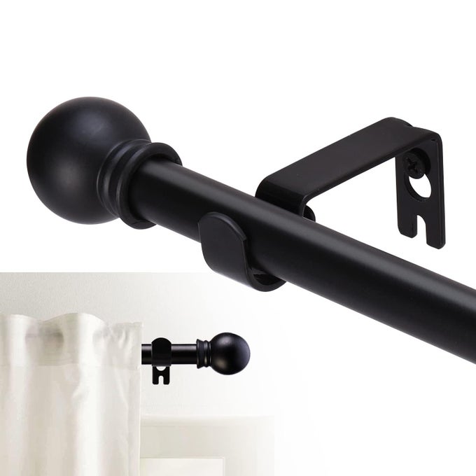Curtain Rods for windows 66120 inch 58 inch Decorative Matte Black Splicing Heavy Duty Metal Curtain Rod set with Brackets
