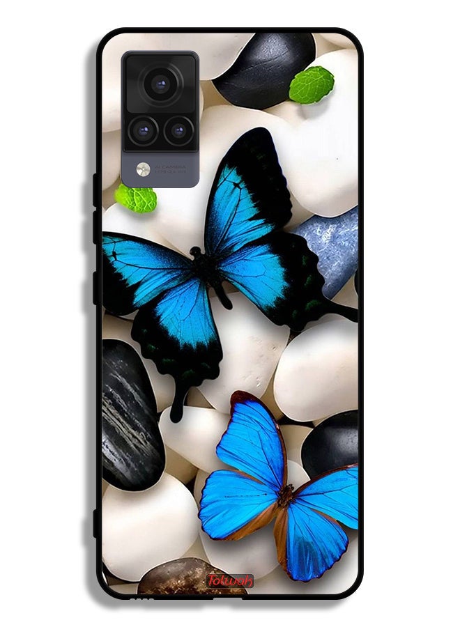 Tolwak Vivo V21 Protective Case Cover Butterflies On Stones - Image 2