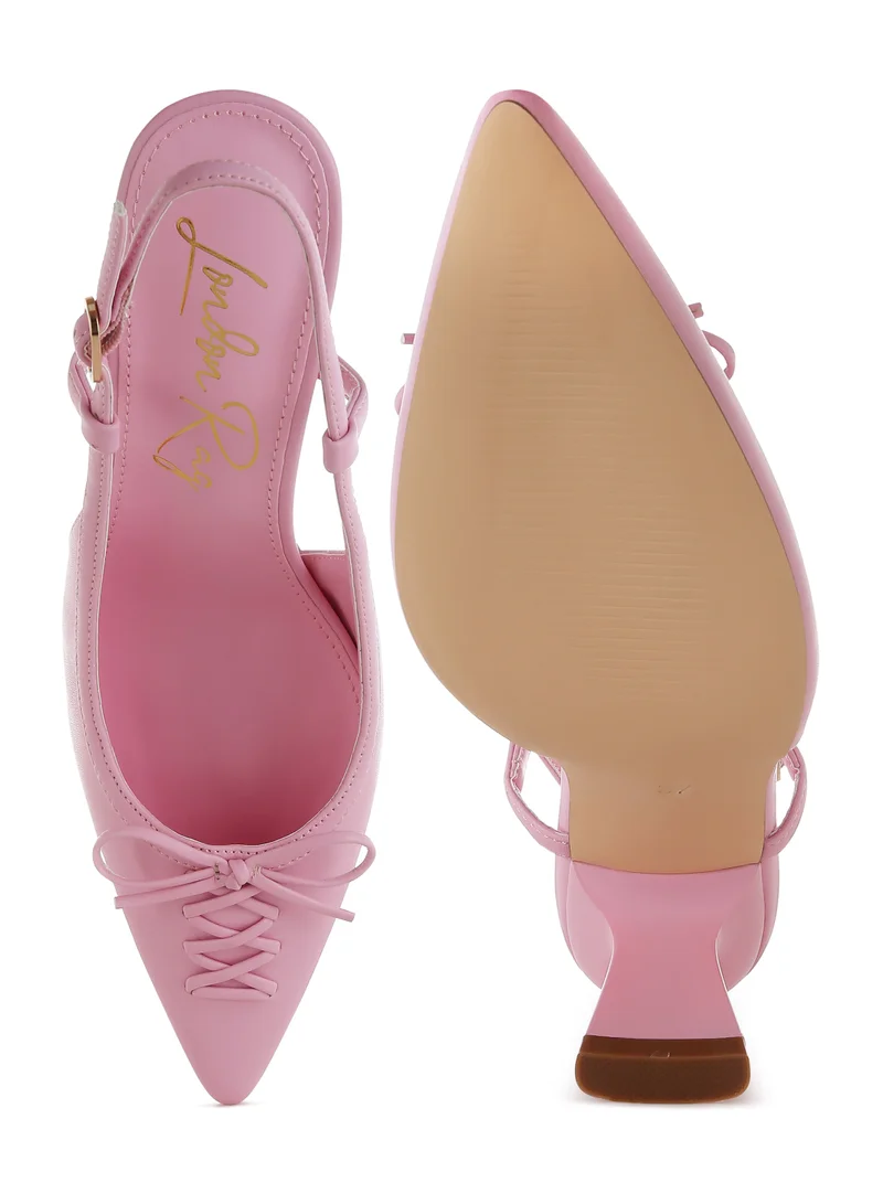London Rag Kitten Heel Pointy Slingbacks in Pink