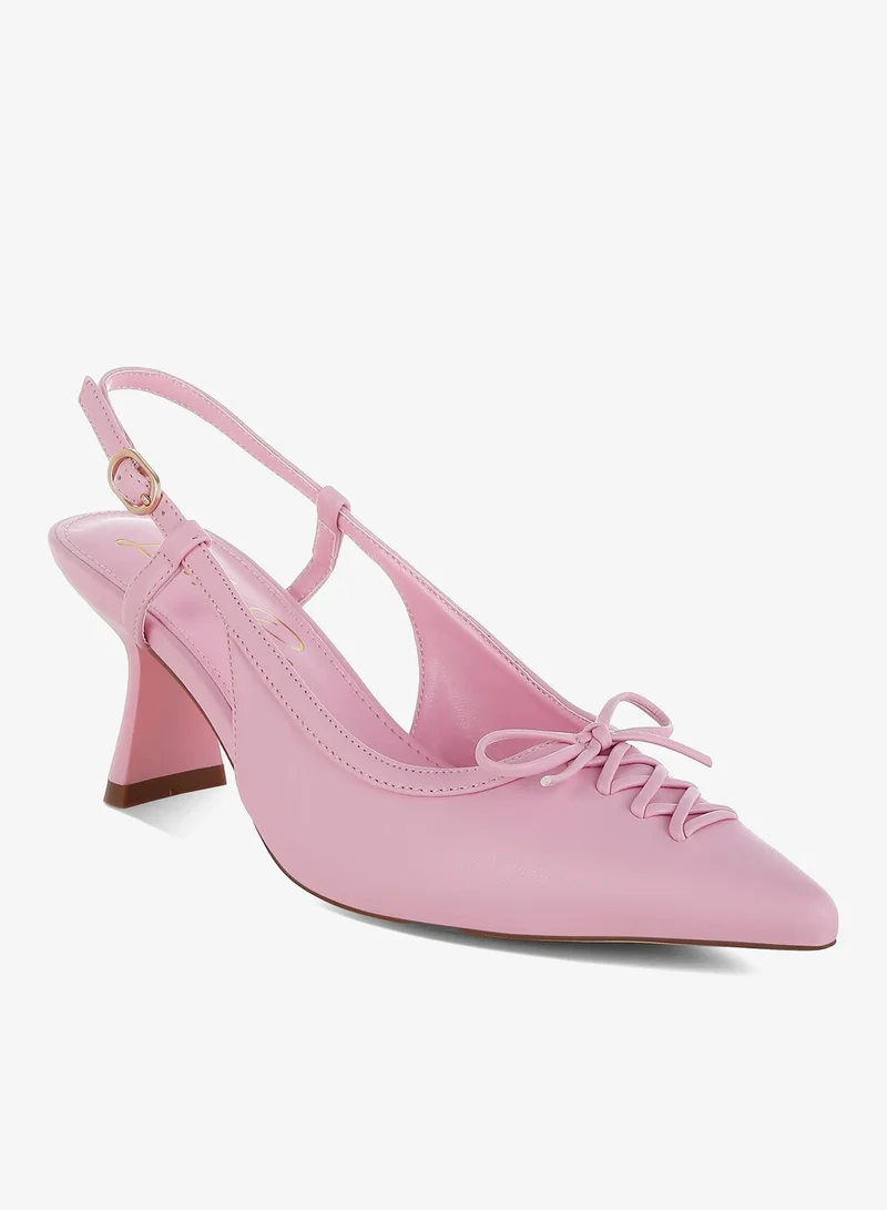 لندن راج حذاء بكعب صغير مدبب مفتوح من الخلف باللون الوردي