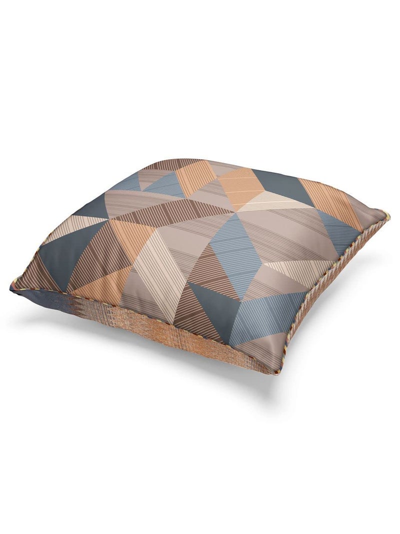 BIANCA Designer Reversible Printed Silk Linen Cushion Covers -2pc 16 X16 Set (Suzane) | with Contrast Front & Back Digital Print | Hidden Zipper Abstract-Geometric-Earthy/Beige - Image 4