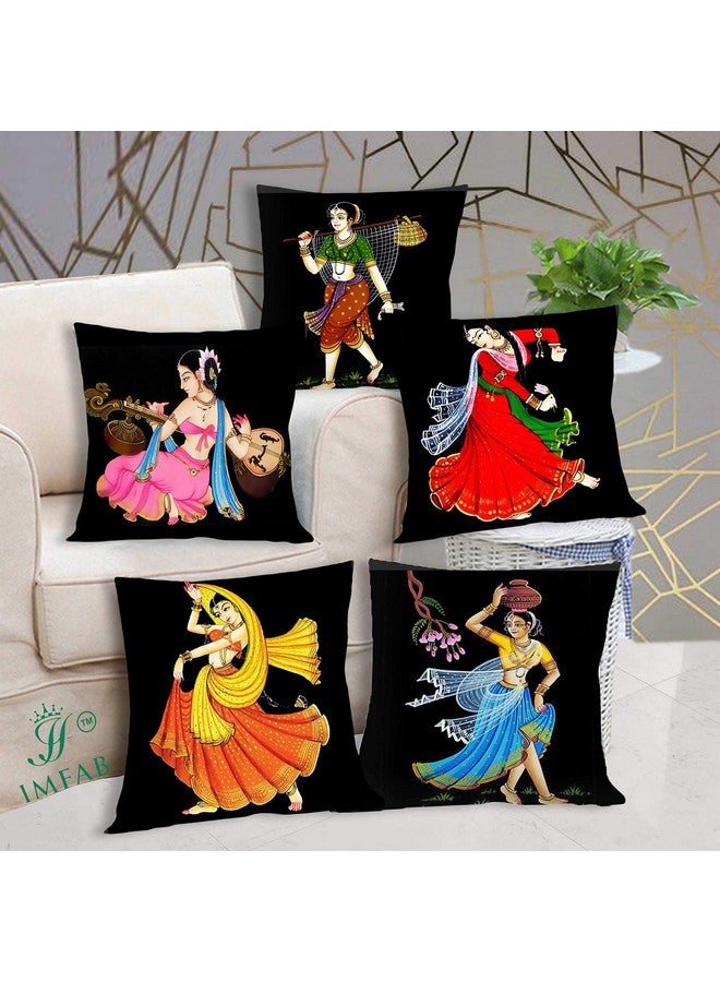 IM FAB Cotton 200TC Cushion Cover, 16X16 Inches, Multicolour, Set of 5 - Image 1