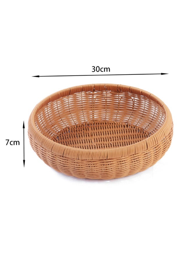 HOMESTAR 30cm Handmade Natural Rattan Bread Basket - Round Wicker Serving Bowl for Fruit, Kitchen Counter Organizer & Decorative Storage - Image 2