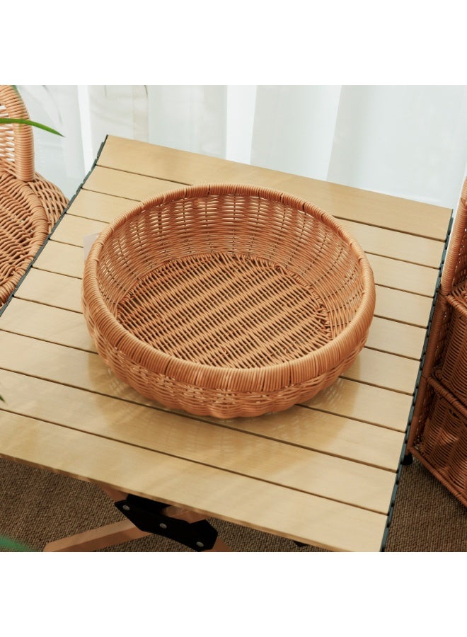 HOMESTAR 30cm Handmade Natural Rattan Bread Basket - Round Wicker Serving Bowl for Fruit, Kitchen Counter Organizer & Decorative Storage - Image 3