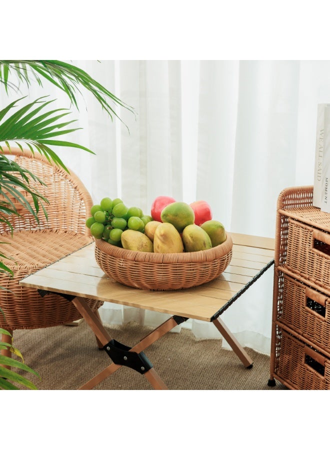 HOMESTAR 30cm Handmade Natural Rattan Bread Basket - Round Wicker Serving Bowl for Fruit, Kitchen Counter Organizer & Decorative Storage - Image 4