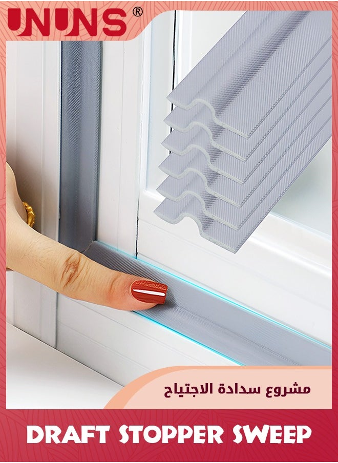 UNUNS - Draft Stopper Sweep,6 Pcs Door Weatherproofing Stripping,Window Seal Strip Self-Adhesive Soundproof Seal Strip Cuttable Window Weather Stripping,12m - Image 1