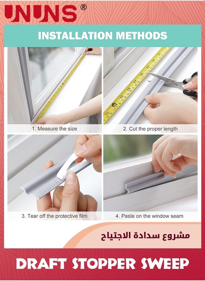 UNUNS - Draft Stopper Sweep,6 Pcs Door Weatherproofing Stripping,Window Seal Strip Self-Adhesive Soundproof Seal Strip Cuttable Window Weather Stripping,12m - Image 1