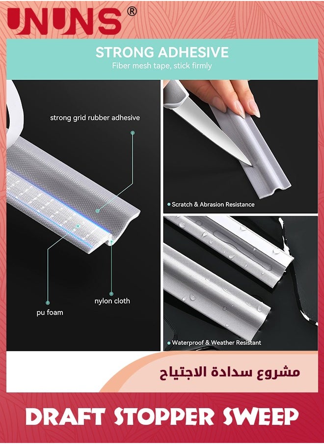 UNUNS - Draft Stopper Sweep,6 Pcs Door Weatherproofing Stripping,Window Seal Strip Self-Adhesive Soundproof Seal Strip Cuttable Window Weather Stripping,12m - Image 1
