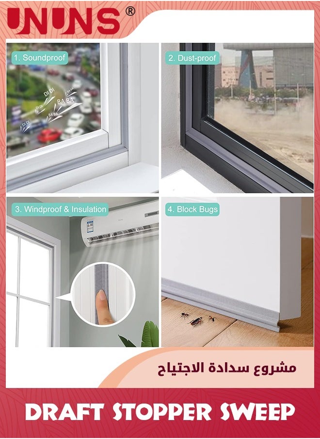 UNUNS - Draft Stopper Sweep,6 Pcs Door Weatherproofing Stripping,Window Seal Strip Self-Adhesive Soundproof Seal Strip Cuttable Window Weather Stripping,12m - Image 1