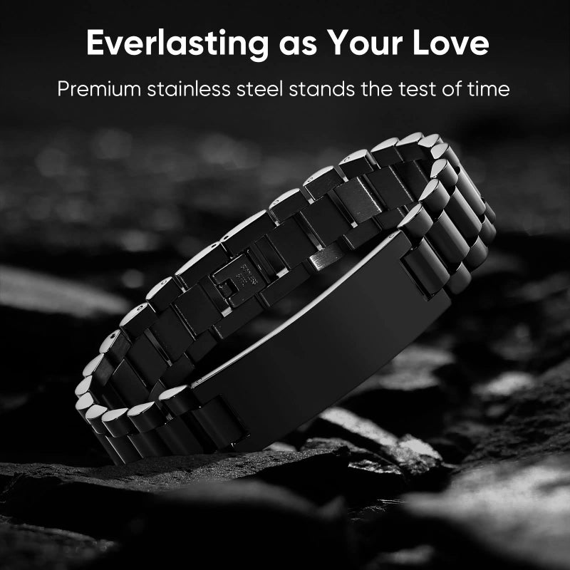 VNOX Personalized Engraved Love Quote Link Bracelet - Father's Day Birthday Gifts From Daughter Son for Dad, Daddy, Papa - Image 5