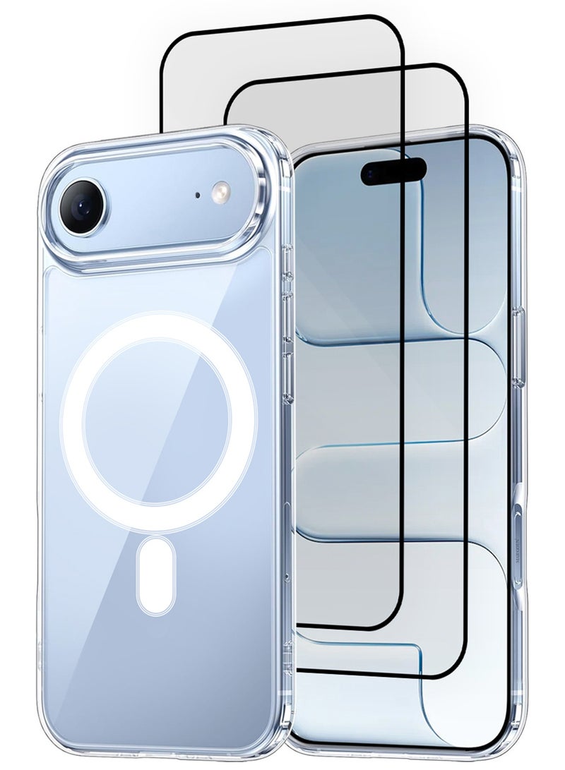 CATANES 3 Packs Magnetic Clear Case for iPhone 17 Air - One Case Two 3D Screen Protectors - MagSafe Compatible Shockproof TPU Drop Protection Slim Transparent Cover - Image 1