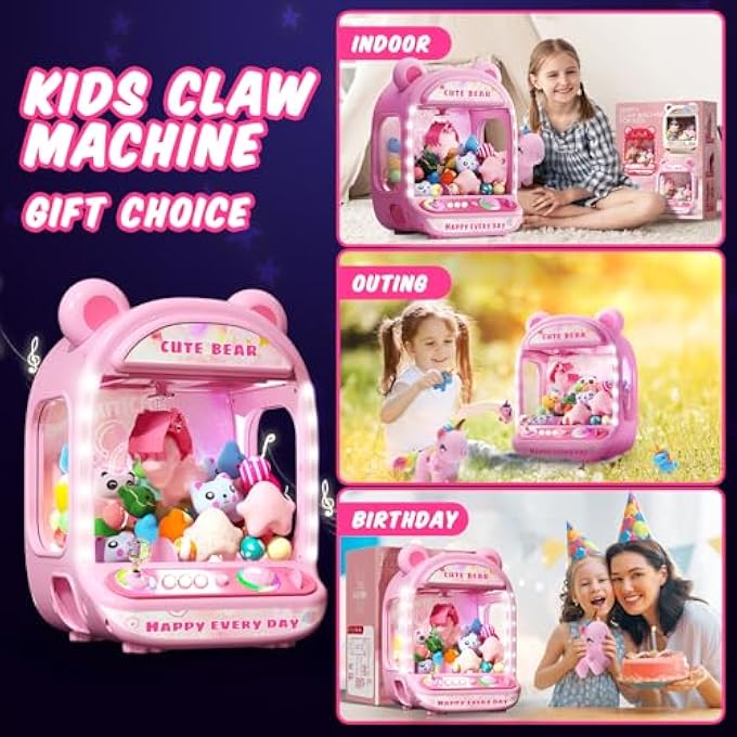 Skirfy Claw Machines for Kids,Unicorns Toys for Girls Age 6+,Kids Games Mini Vending Machine with Squishy Toy Candy Dispenser Machine,Claw Game,Gifts for Girls Age 8-12 - Image 2
