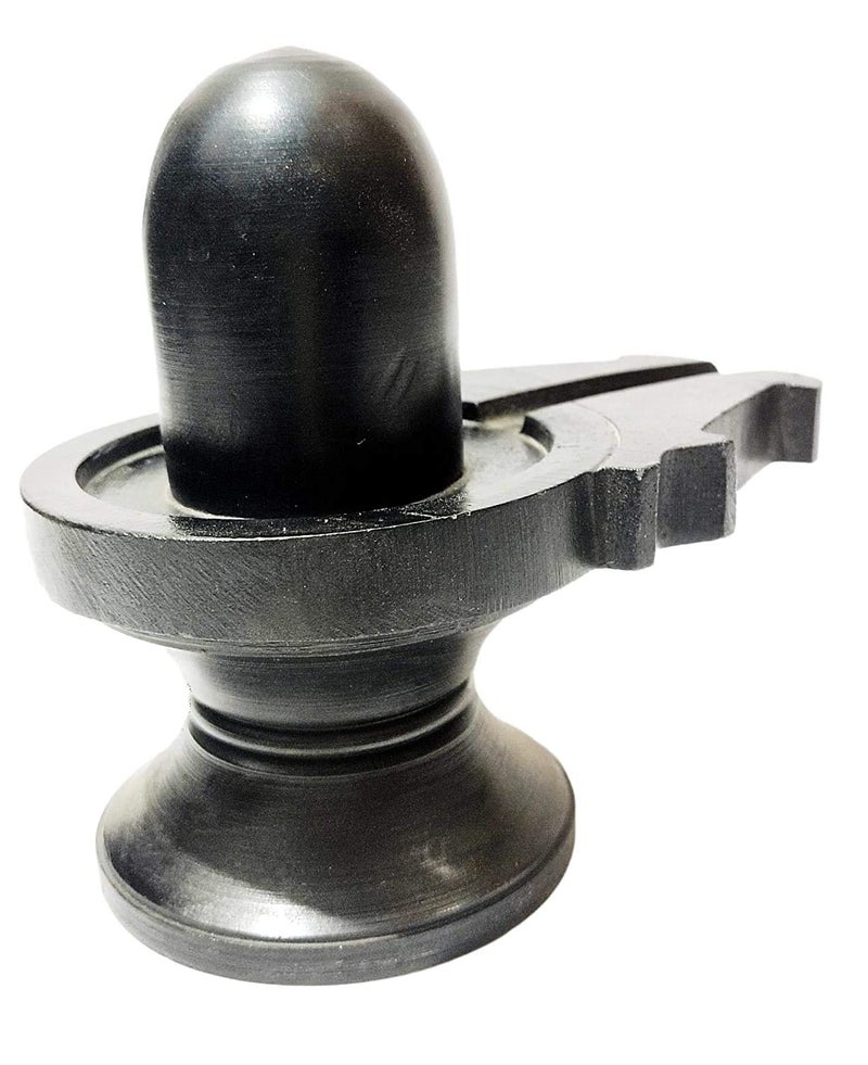 athizay Stone Shivling Statue Made up of Gorara Stone Handcrafted Shiva Lingam Available in Black and Grey in Different Sizes (8CM Black Polish) - Image 2
