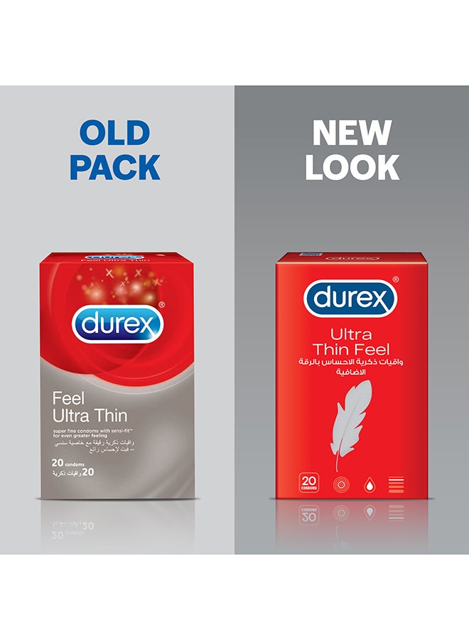 Durex Ultra Thin Feel Lubricated Condoms For Men 20 Pieces - Image 2