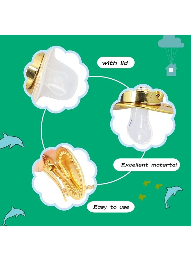 GLOGLOW Golden Letter Pacifier, Rhinestone Exquisite Silicone Baby Pacifier Safe with Chain Clip for Home Travel for Daily Life L - Image 3