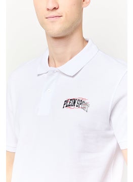 Plein Sport Men Sportswear Fit Short Sleeves Golf Polo Shirt, White  - Image 3