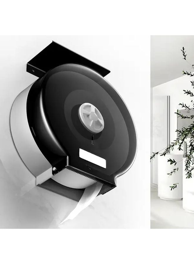 Wall Mounted Toilet Paper Holder No Drill Plastic Tissue Box Large Roll Capacity Black - Image 4
