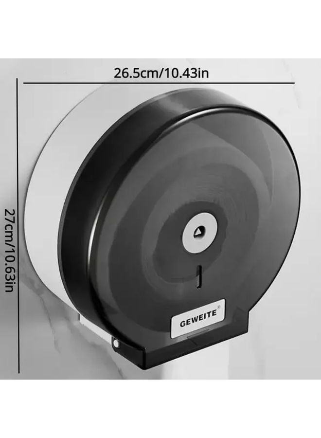 Wall Mounted Toilet Paper Holder No Drill Plastic Tissue Box Large Roll Capacity Black - Image 3