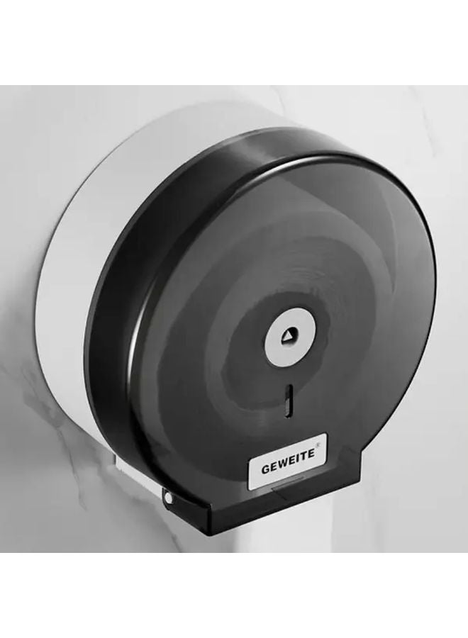 Wall Mounted Toilet Paper Holder No Drill Plastic Tissue Box Large Roll Capacity Black - Image 1