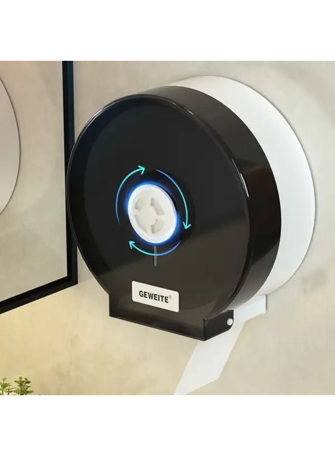 Wall Mounted Toilet Paper Holder No Drill Plastic Tissue Box Large Roll Capacity Black - Image 5