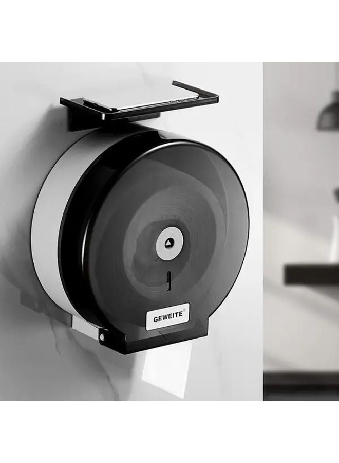 Wall Mounted Toilet Paper Holder No Drill Plastic Tissue Box Large Roll Capacity Black - Image 2