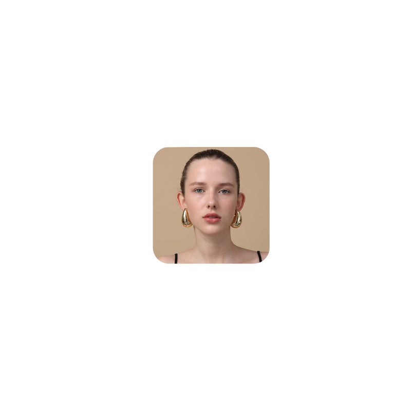Apsvo Chunky 14K Gold Plated Hoop Earrings for Women, Lightweight Waterdrop Hollow Open Hoops, Hypoallergenic Dupes Earrings - Image 1
