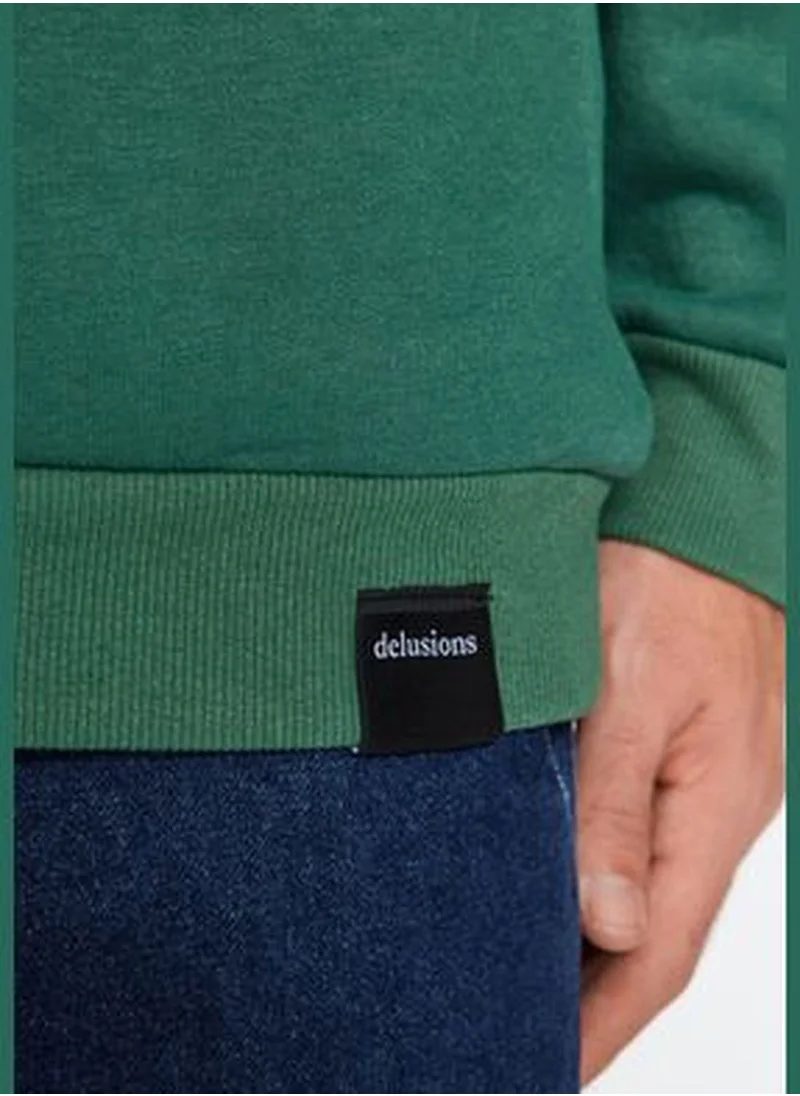 trendyol Green Men's Regular/Regular Fit Hoodie, Basic Tag Detail, and a Soft Pile Inside Cotton Sweatshirt.