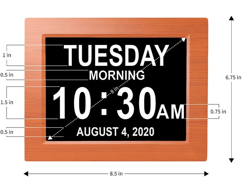 American Lifetime ã€New 2025ã€‘ Dementia Clock Large Digital Clock for Seniors, Alzeimer Clock Large Display with Custom Alarms, Clock with Day & Date for Elderly, Digital Calendar Brown Wood - Image 5