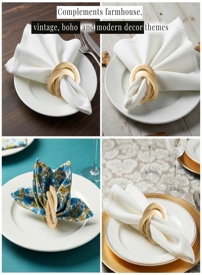 CLEENTABLE Set of 12 Decorative Wooden Napkin Rings - Handcrafted Three Ring Napkin Holder for Tabletop Decor for Elegant Dining, Weddings, Parties, Home, Gifting, Everyday Use (Brown) - CLEENTABLE - Image 5