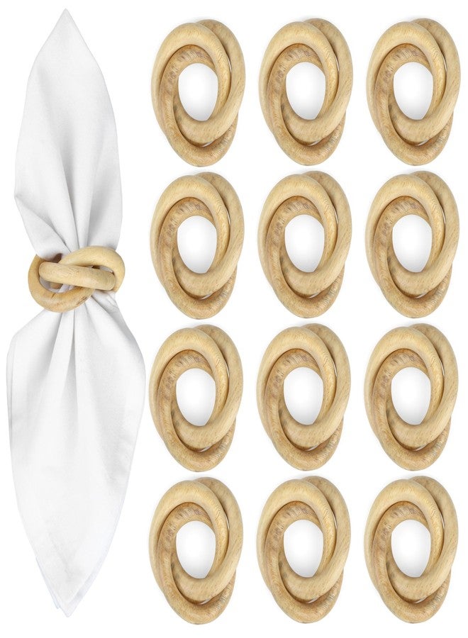 CLEENTABLE Set of 12 Decorative Wooden Napkin Rings - Handcrafted Three Ring Napkin Holder for Tabletop Decor for Elegant Dining, Weddings, Parties, Home, Gifting, Everyday Use (Brown) - CLEENTABLE - Image 1