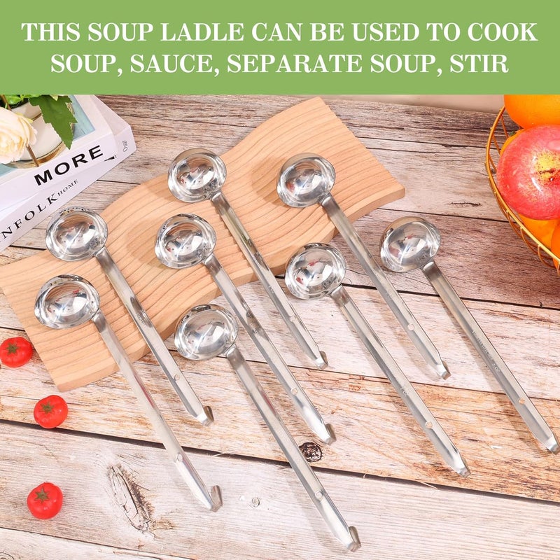 Barafat 8pcs Stainless Steel Ladle 2 Oz Soup Ladle 10" long Spoon Heavy-Duty Metal Spoon Sets big spoons for cooking Serving Soups, Gravy, Portioning, Stirring - Image 2