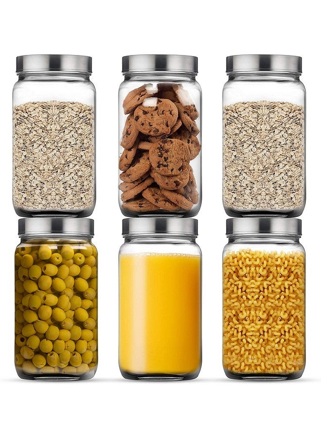 Brezzycloud Piramal Glass 4-Piece Cube Glass Container 1800ml, Glass Jar with Air Tight Stainless Steel Lid for Kitchen Storage (1800ml) (Set Of 4) - Image 4