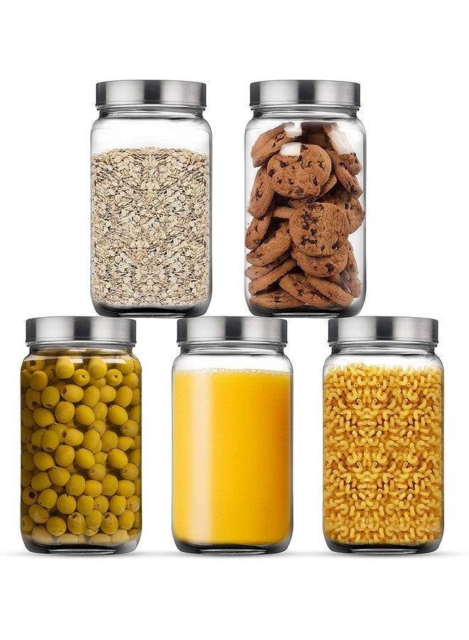 Brezzycloud Piramal Glass 4-Piece Cube Glass Container 1800ml, Glass Jar with Air Tight Stainless Steel Lid for Kitchen Storage (1800ml) (Set Of 4) - Image 5