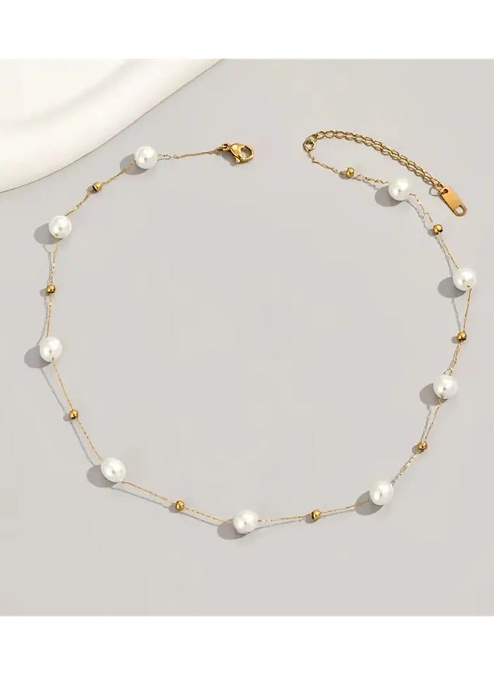 Home Clearance Sale Elegant Imitation Pearl Beads Necklace - Zinc Alloy with Baroque Design - Perfect for Everyday Wear - Image 3
