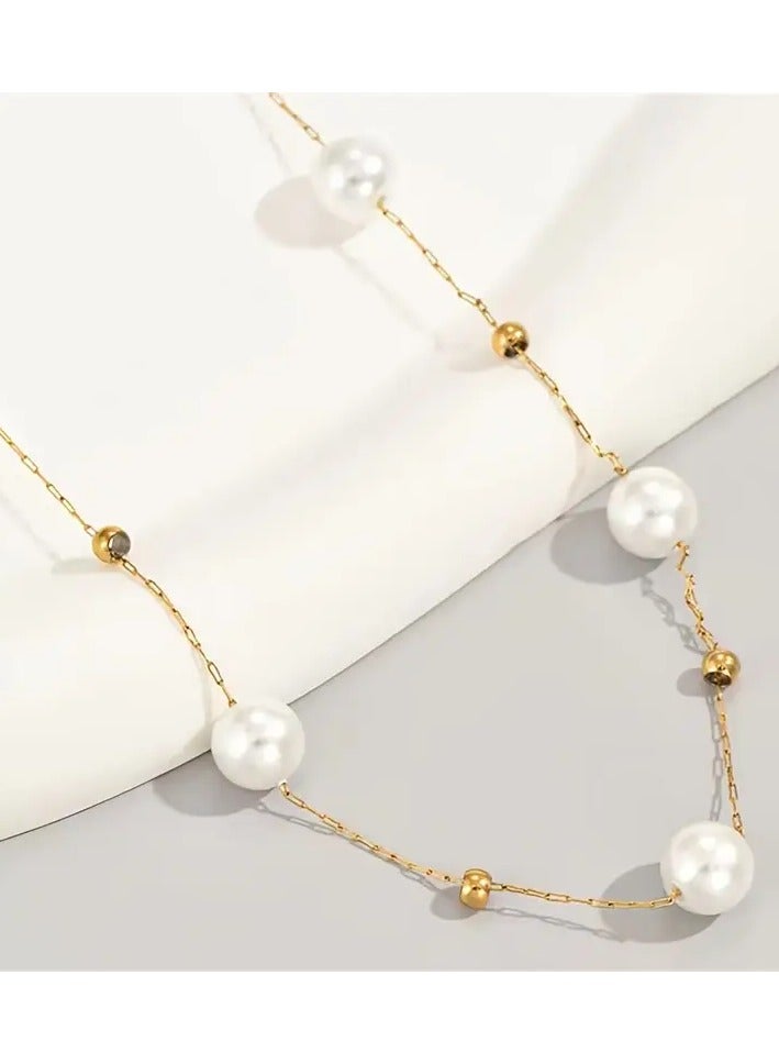 Home Clearance Sale Elegant Imitation Pearl Beads Necklace - Zinc Alloy with Baroque Design - Perfect for Everyday Wear - Image 4